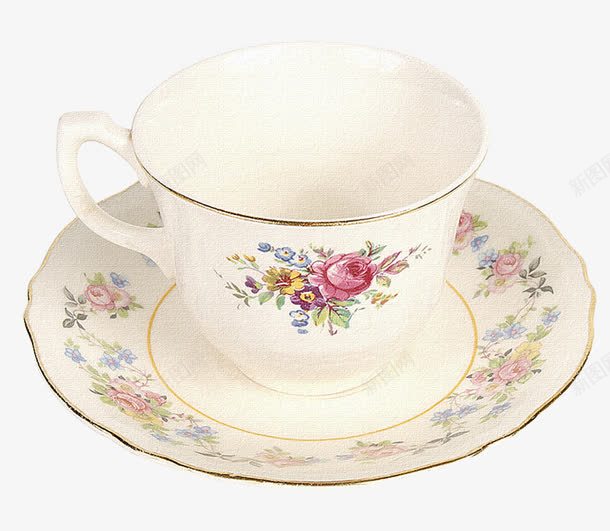 玫瑰花纹欧式茶杯png免抠素材_新图网 https://ixintu.com 复古 欧式 茶杯 装饰