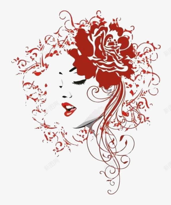 女人如花png免抠素材_新图网 https://ixintu.com 女人 花 装饰画