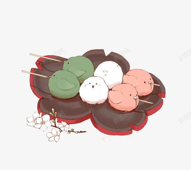可爱手绘烤串小鸡png免抠素材_新图网 https://ixintu.com 彩绘 烤串小鸡 美食 花蝶碟子 装饰图案