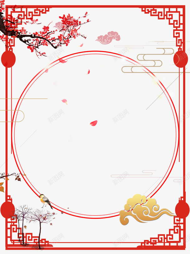 古风线框梅花祥云灯笼psd免抠素材_新图网 https://ixintu.com 古风 梅花 灯笼 祥云 线框