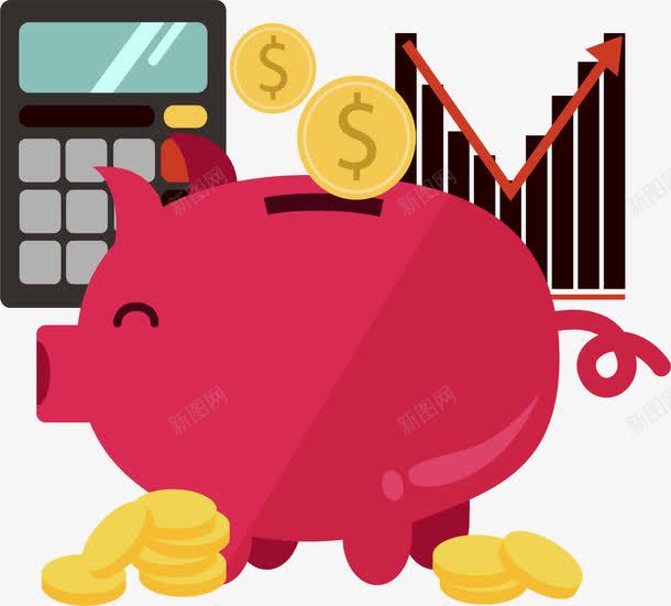 财务储蓄理财png免抠素材_新图网 https://ixintu.com 储蓄 存钱罐 理财 矢量素材 红色 金融