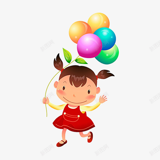 卡通小孩和气球png免抠素材_新图网 https://ixintu.com png素材 卡通画 小孩 气球