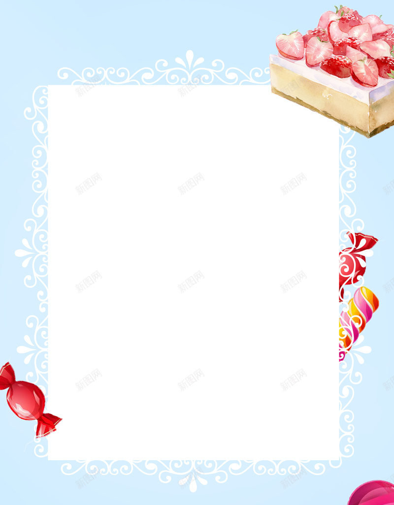 手绘简约美食海报背景psd设计背景_新图网 https://ixintu.com 吃货 手绘 海报 清爽 简约 糖果 美食 美食背景 蓝色背景 蛋糕 边框背景