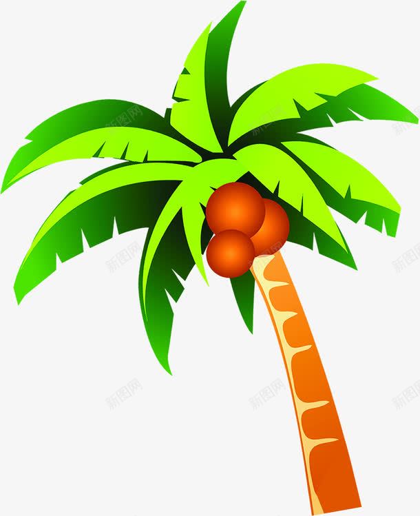 卡通绿色植物椰子树小清新png免抠素材_新图网 https://ixintu.com 卡通 椰子树 清新 绿色植物