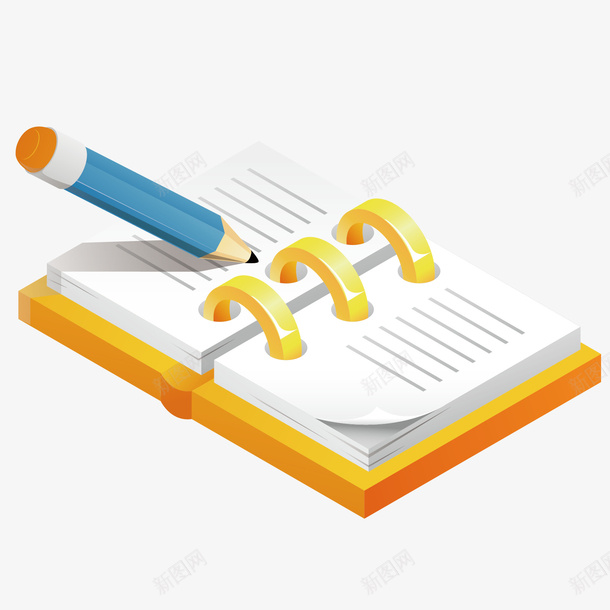 笔记本铅笔写字矢量图ai免抠素材_新图网 https://ixintu.com 写字 笔记本 铅笔 矢量图
