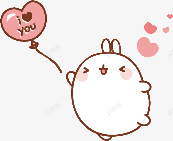 ILOVEYOU小白兔png免抠素材_新图网 https://ixintu.com 卡通 可爱 小白兔 装饰