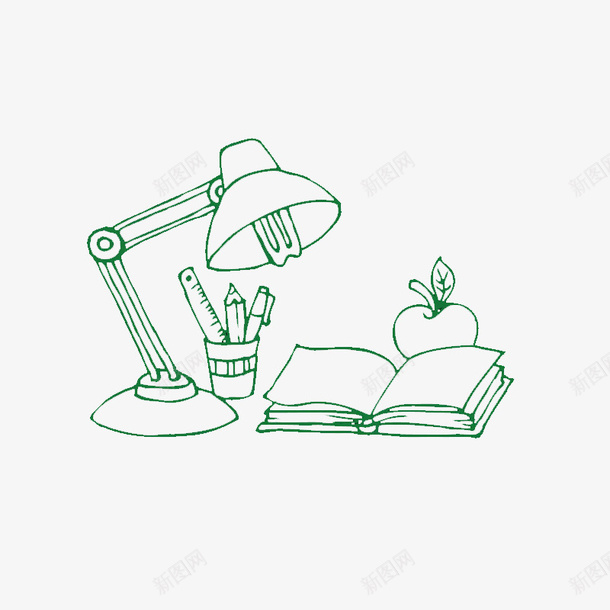 手绘台灯和书籍png免抠素材_新图网 https://ixintu.com 书籍 台灯 手绘画 矢量装饰 装饰