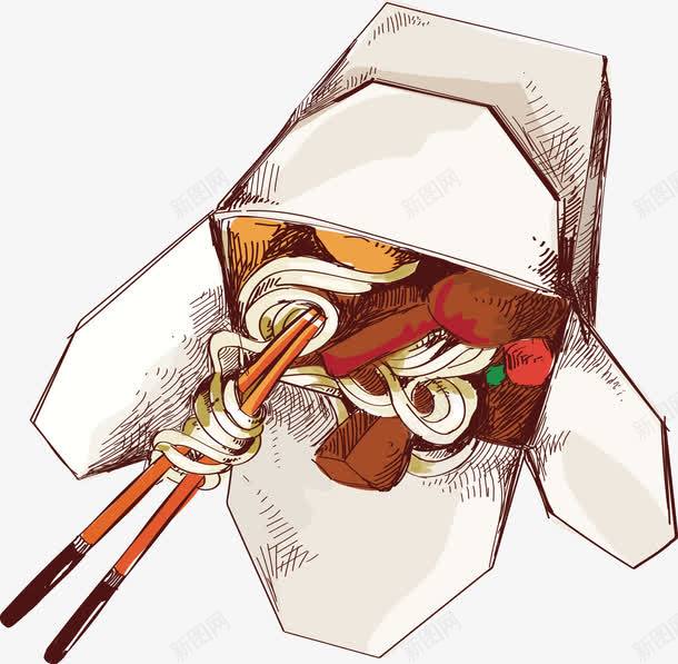 手绘便携快餐面条png免抠素材_新图网 https://ixintu.com 中国风 中国风便携 中国风便携快餐美味 便携 快餐 快餐美味 早餐