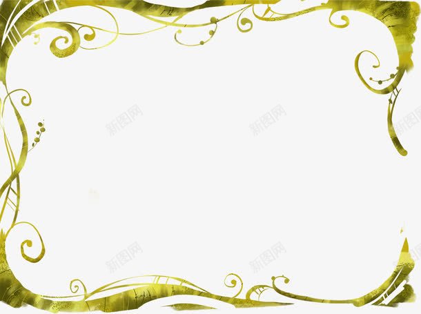 手绘绿色清新花纹边框png免抠素材_新图网 https://ixintu.com 清新 绿色 花纹 边框
