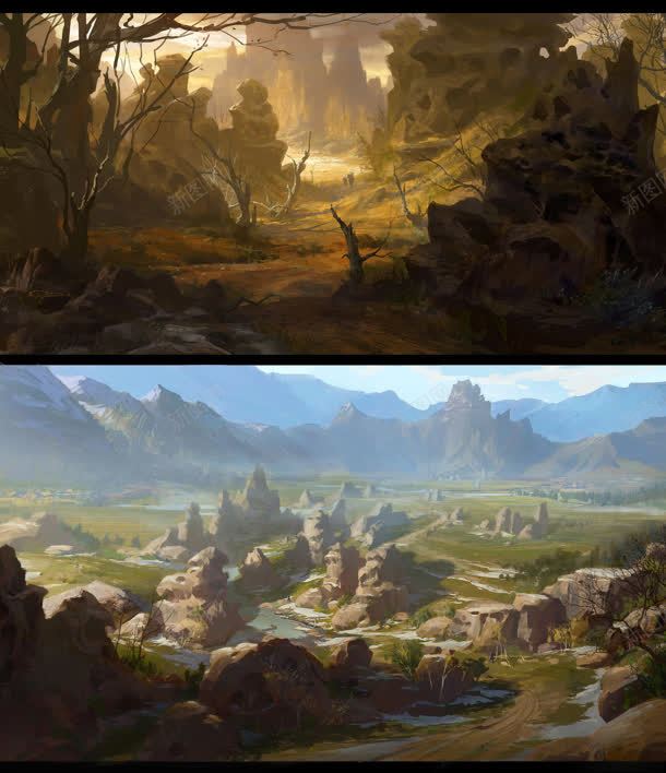 手绘玄幻网游插画jpg设计背景_新图网 https://ixintu.com 插画