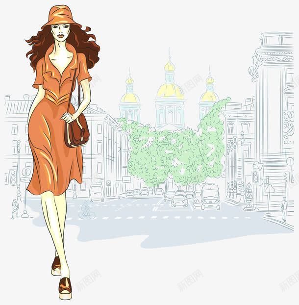 街景优雅女人png免抠素材_新图网 https://ixintu.com 优雅 摩登 时尚 街景