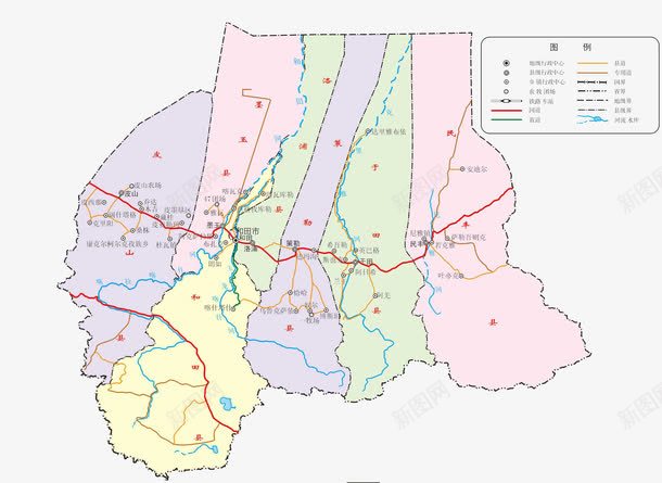 新疆和田地区政区地图png免抠素材_新图网 https://ixintu.com 中国新疆 和田 地图 新疆 新疆地图 新疆省地图