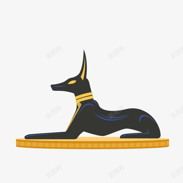 埃及黑犬png免抠素材_新图网 https://ixintu.com 埃及元素 埃及神圣动物 矢量埃及法老
