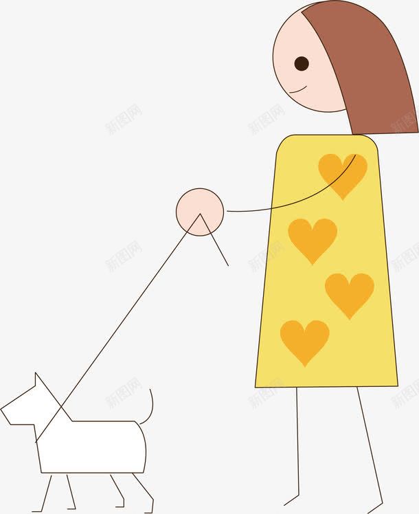 手绘导盲犬png免抠素材_新图网 https://ixintu.com 卡通导盲犬 女孩 导盲犬 盲人 黄色