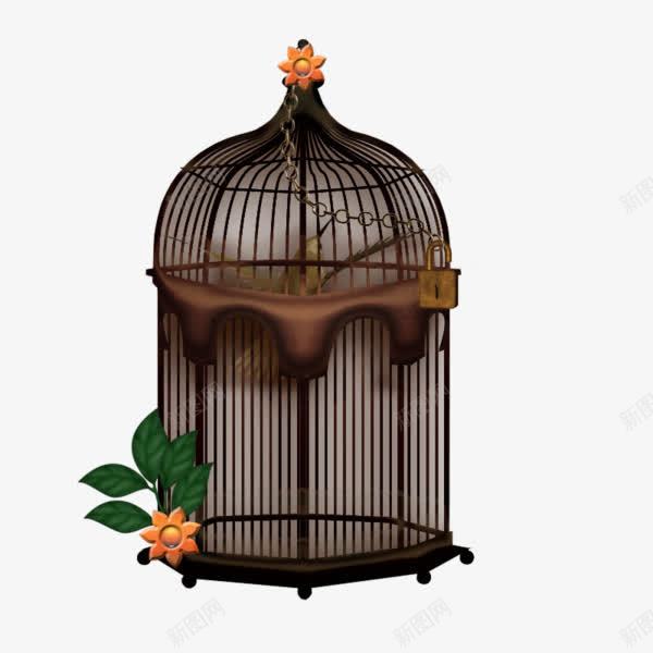 一个空鸟笼png免抠素材_新图网 https://ixintu.com 空笼子 笼子 鲜花 鸟笼
