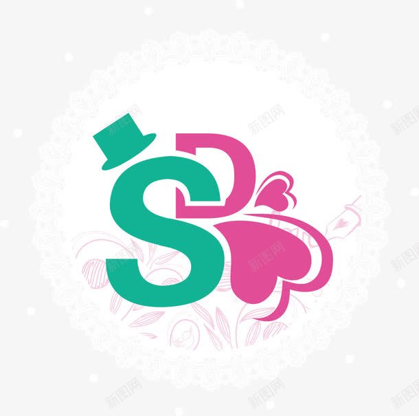 花纹边框字母logo图标png_新图网 https://ixintu.com logo设计 婚礼logo 婚礼logo设计 字母 矢量logo 矢量婚礼logo 花纹边框