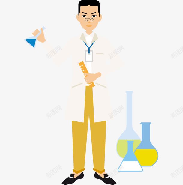 做实验的男医生png免抠素材_新图网 https://ixintu.com 人物 医生 卡通医生 实验 实验瓶 男人 科学 量杯