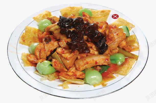 薄饼盐煎肉png免抠素材_新图网 https://ixintu.com 中华美食 中国美食 产品实物 煎肉 菜品 菜肴 薄饼 餐饮