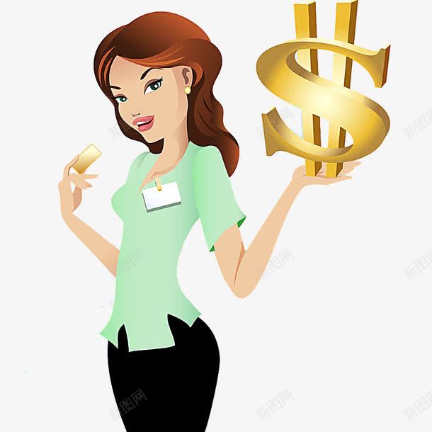 手托金钱女人png免抠素材_新图网 https://ixintu.com 卡通 手绘 理财 货币符号 金融 银行卡