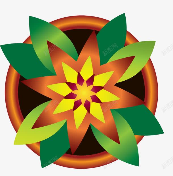 抽象仙人掌花png免抠素材_新图网 https://ixintu.com 俯视图 卡通风格 抽象仙人掌花