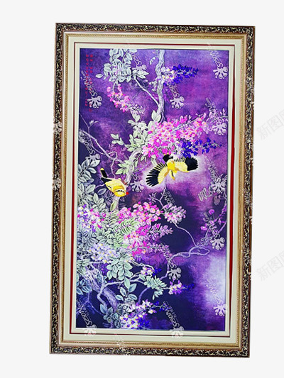 文艺的一幅画png免抠素材_新图网 https://ixintu.com 实木框 清新 紫色 花朵