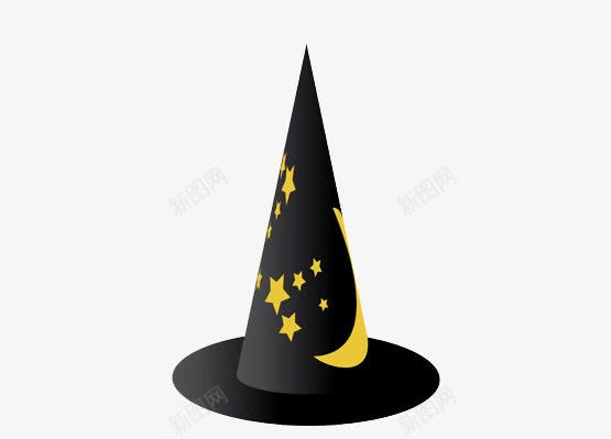 魔法帽png免抠素材_新图网 https://ixintu.com 五角星 魔法帽 黑色