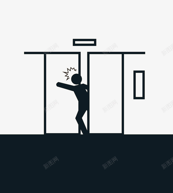 黑色线条手绘电梯门图标png_新图网 https://ixintu.com 建材 建筑材料 扁平化 扁平化门 手绘 电梯门 线条 门 黑色