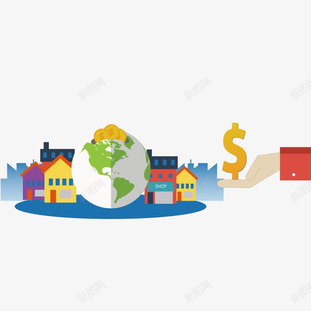 金融地球png免抠素材_新图网 https://ixintu.com 存钱罐 建筑 房子 美元
