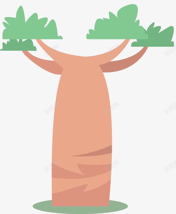 对称的扁平风格面包树png免抠素材_新图网 https://ixintu.com 对称 对称树木 扁平风格 猴面包树 矢量树木 粗大