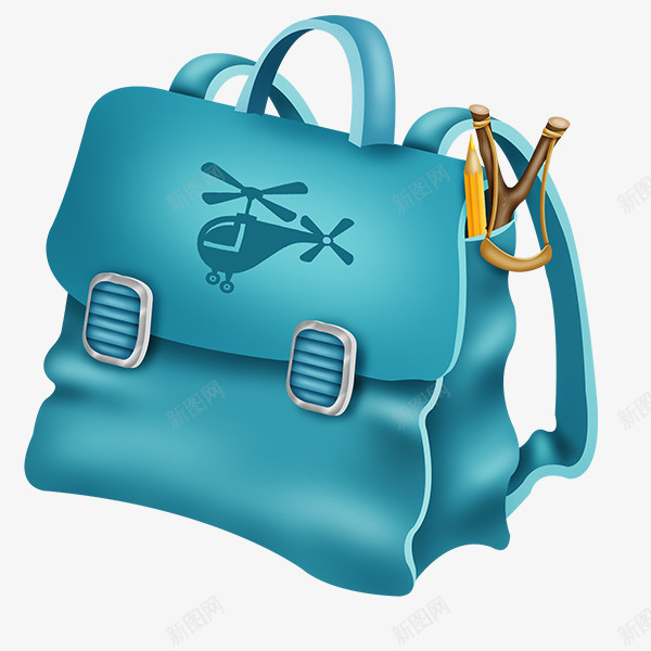 蓝色卡通书包png免抠素材_新图网 https://ixintu.com 书包 卡通书包 蓝色包包