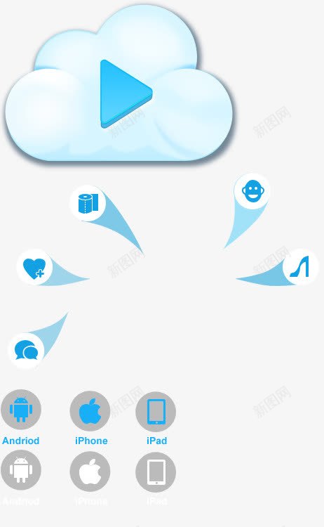 云朵播放按钮png免抠素材_新图网 https://ixintu.com 云朵 按钮 播放