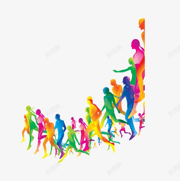 彩色人物走路剪影png免抠素材_新图网 https://ixintu.com 上班族 上班的人 五颜六色 人物剪影 彩色 职场的人 走路的人