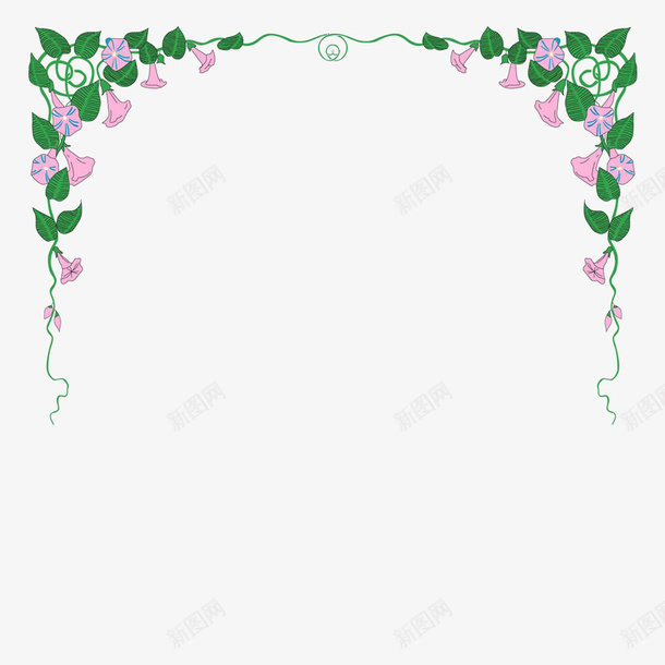 手绘牵牛花花边装饰png免抠素材_新图网 https://ixintu.com 手绘 手绘牵牛花花边装饰 牵牛花 紫色 花边 装饰