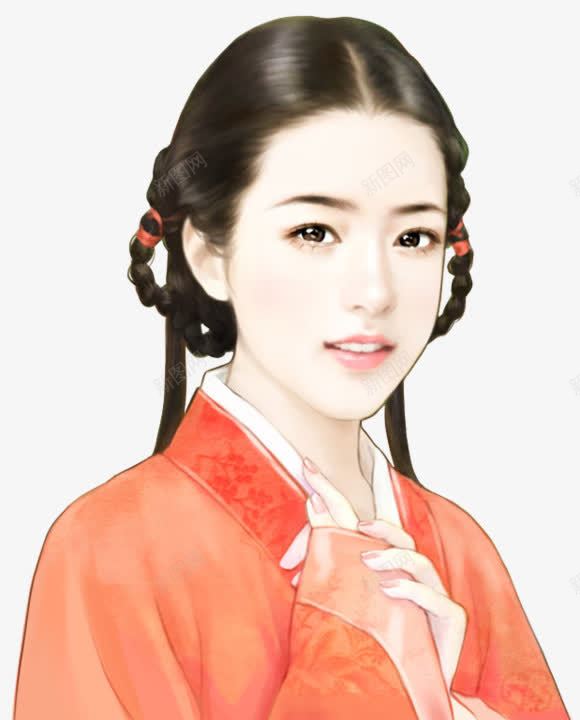 红衣编发女子png免抠素材_新图网 https://ixintu.com 女子 红衣 编发