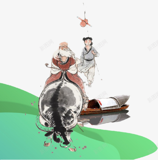 清明张果老骑牛png免抠素材_新图网 https://ixintu.com 卡通骑牛人物 手绘 清明 老头 节日