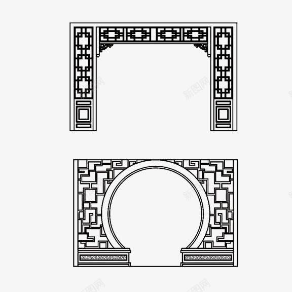 传统古典窗户png免抠素材_新图网 https://ixintu.com 古典 复古 窗户 雕刻 黑色