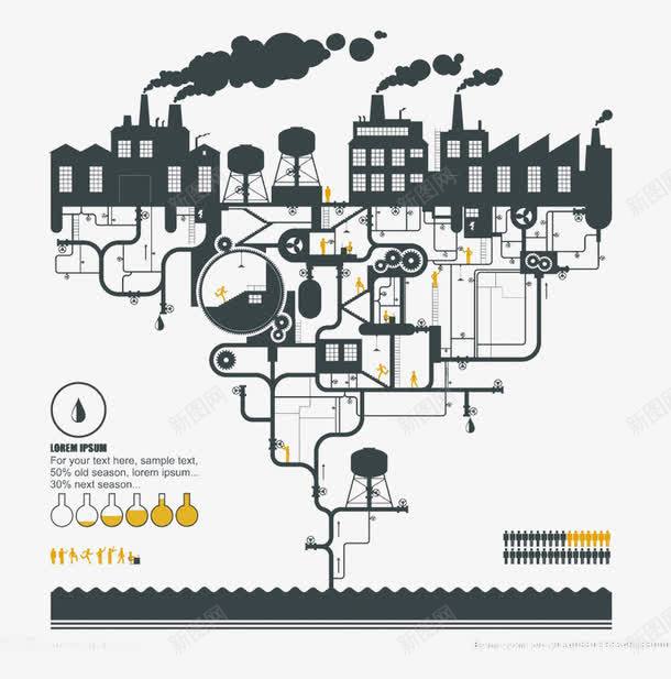 工业制造树形图png免抠素材_新图网 https://ixintu.com 制造 工业 思考树 智造 树形图 黑白