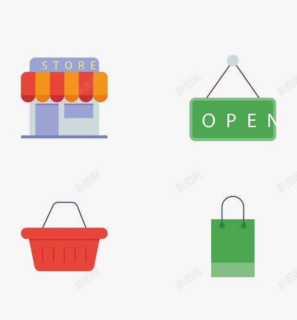 商店矢量图ai免抠素材_新图网 https://ixintu.com 商店 开张 篮子 矢量图