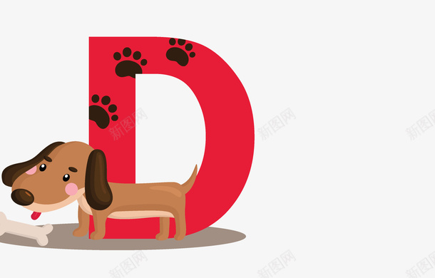 卡通手绘可爱的动物英文字母Dpng免抠素材_新图网 https://ixintu.com 创意 动漫动画 卡通手绘 可爱的小动物 小狗 看图识字卡,看图识字 英文字母D