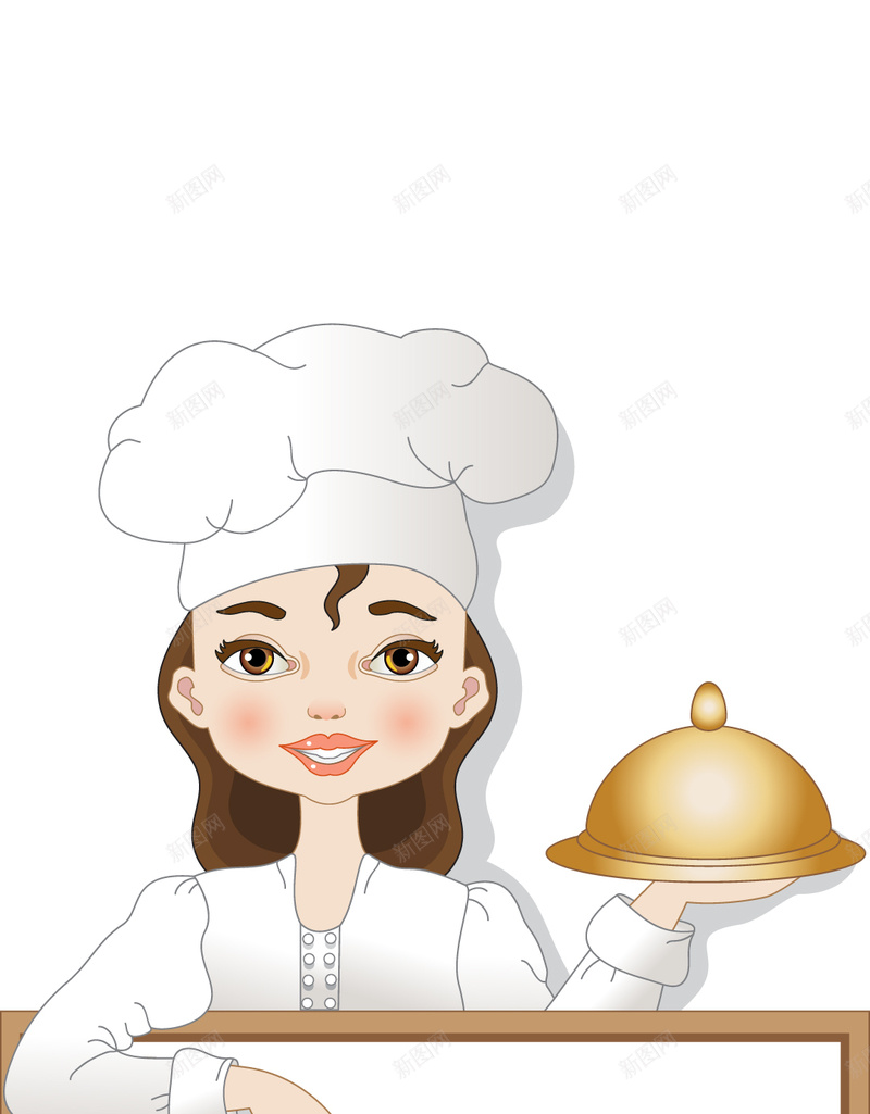 边框上的女厨师H5背景矢量图ai设计背景_新图网 https://ixintu.com H5素材 卡通 厨娘 女厨师 帽子 招聘背景 白色背景 矢量 矢量图 菜单介绍