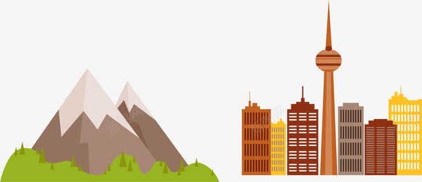 手绘城市和山坡png免抠素材_新图网 https://ixintu.com 城市 山坡 扁平 手绘 风景