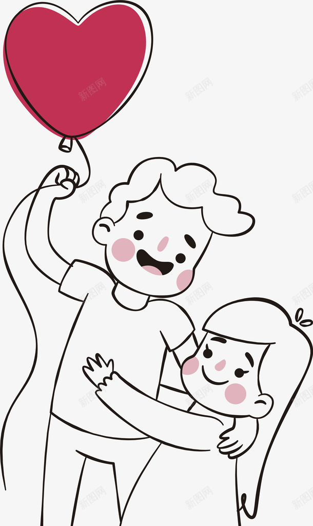 插画风嬉戏的情侣png免抠素材_新图网 https://ixintu.com 嬉戏的情侣 开心 插画风 爱心气球 爱情 玩耍