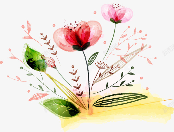 水墨透明花朵图案矢量图ai免抠素材_新图网 https://ixintu.com 图案 水墨 花朵 透明 矢量图
