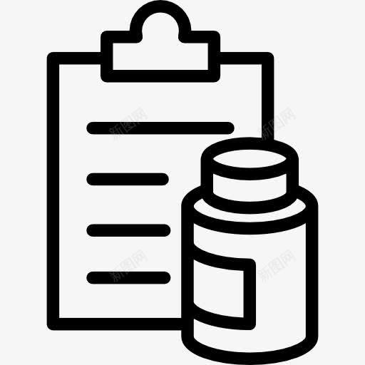 剪贴板上补充瓶轮廓图标png_新图网 https://ixintu.com 剪贴板 剪贴板的轮廓 工具和器具 补充 补充瓶