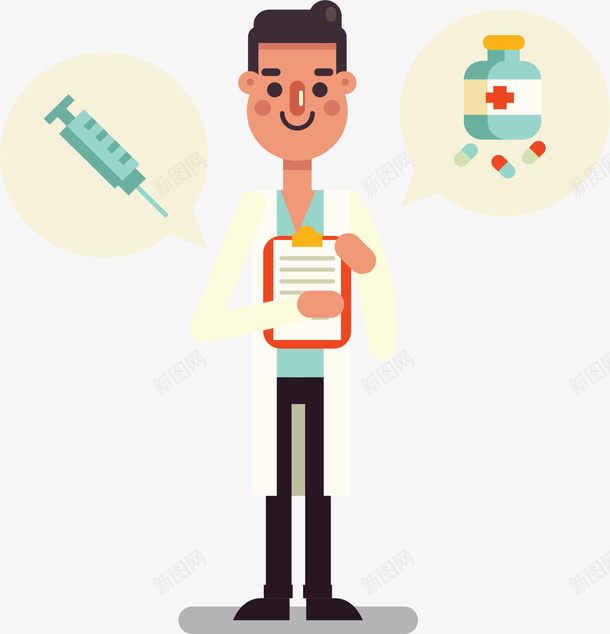 开药开诊断的医生矢量图ai免抠素材_新图网 https://ixintu.com 下诊断 医生 开处方 开药 男医生 矢量png 矢量图