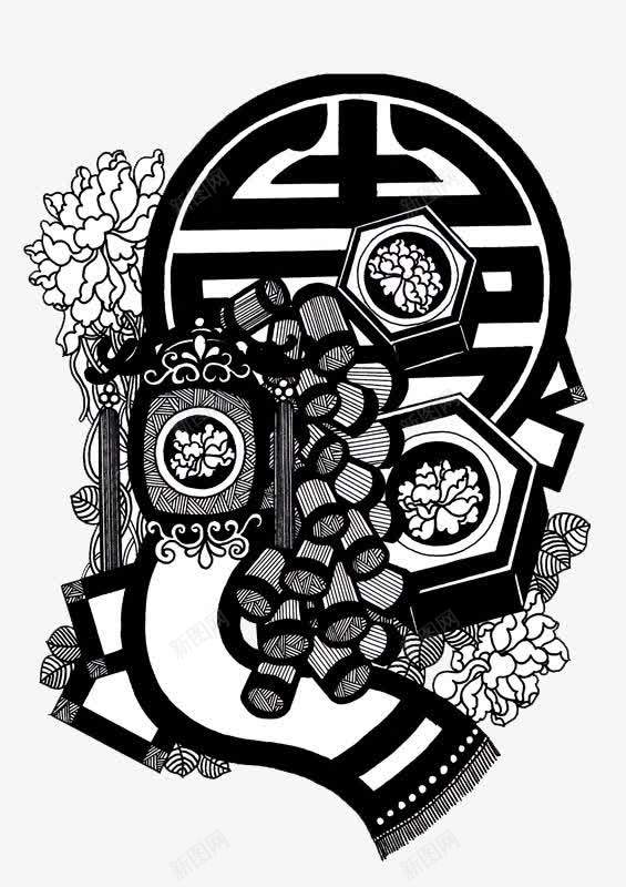 中国风节日鞭炮黑白图png免抠素材_新图网 https://ixintu.com 中国风 节日 花 鞭炮 黑白