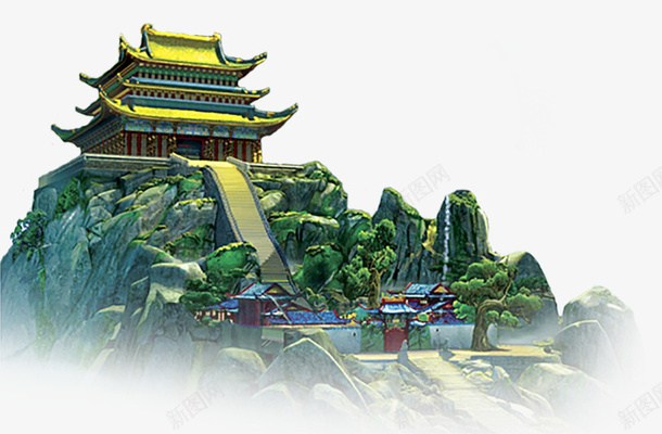 古城堡png免抠素材_新图网 https://ixintu.com 中国风景 古老 城堡 山