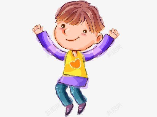 跳跃的小孩png免抠素材_新图网 https://ixintu.com 卡通 小男孩 跳 运动
