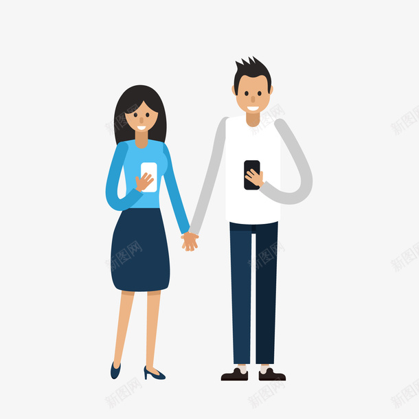 玩手机人物png免抠素材_新图网 https://ixintu.com 卡通人物 玩手机人物 男孩女孩 背景装饰