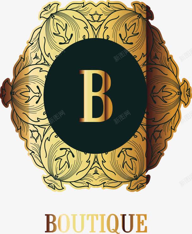 金色字母B花纹图案png免抠素材_新图网 https://ixintu.com 字母B 花纹图案 装饰 金色